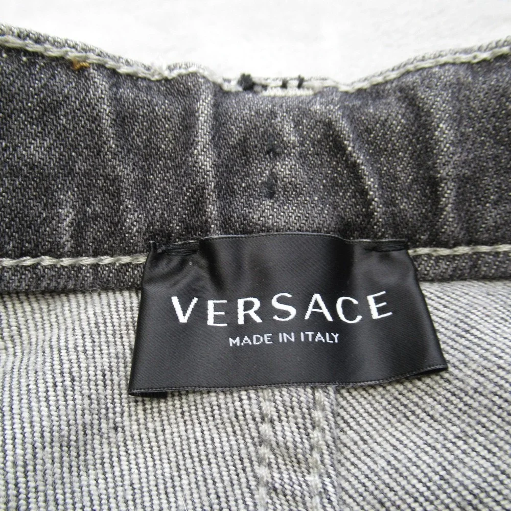 Versace Jeans Youth 6A 22X21 Gray Logo Graphic‎ Button Waist Straight Italy Made